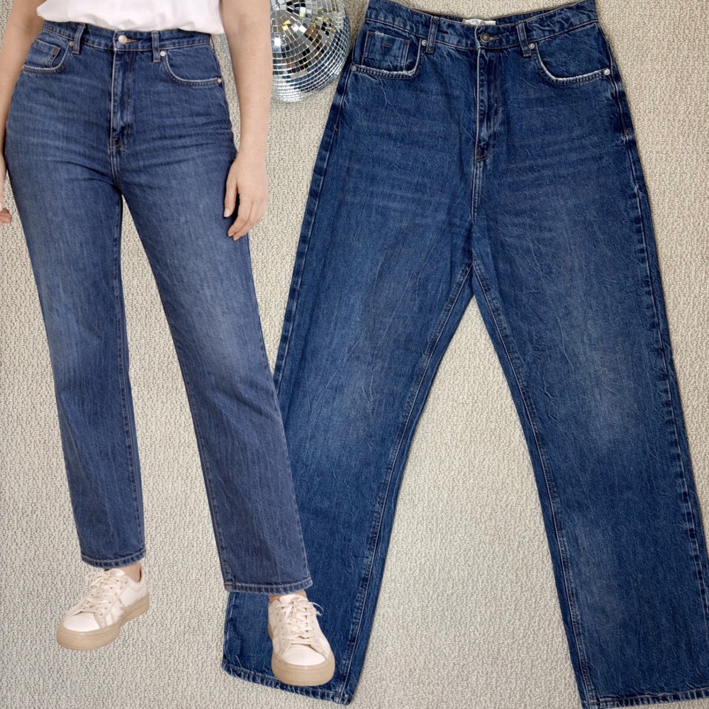 We The Free High Rise Straight Leg Denim Jeans, Womens Size 30 Classic Blue Wash